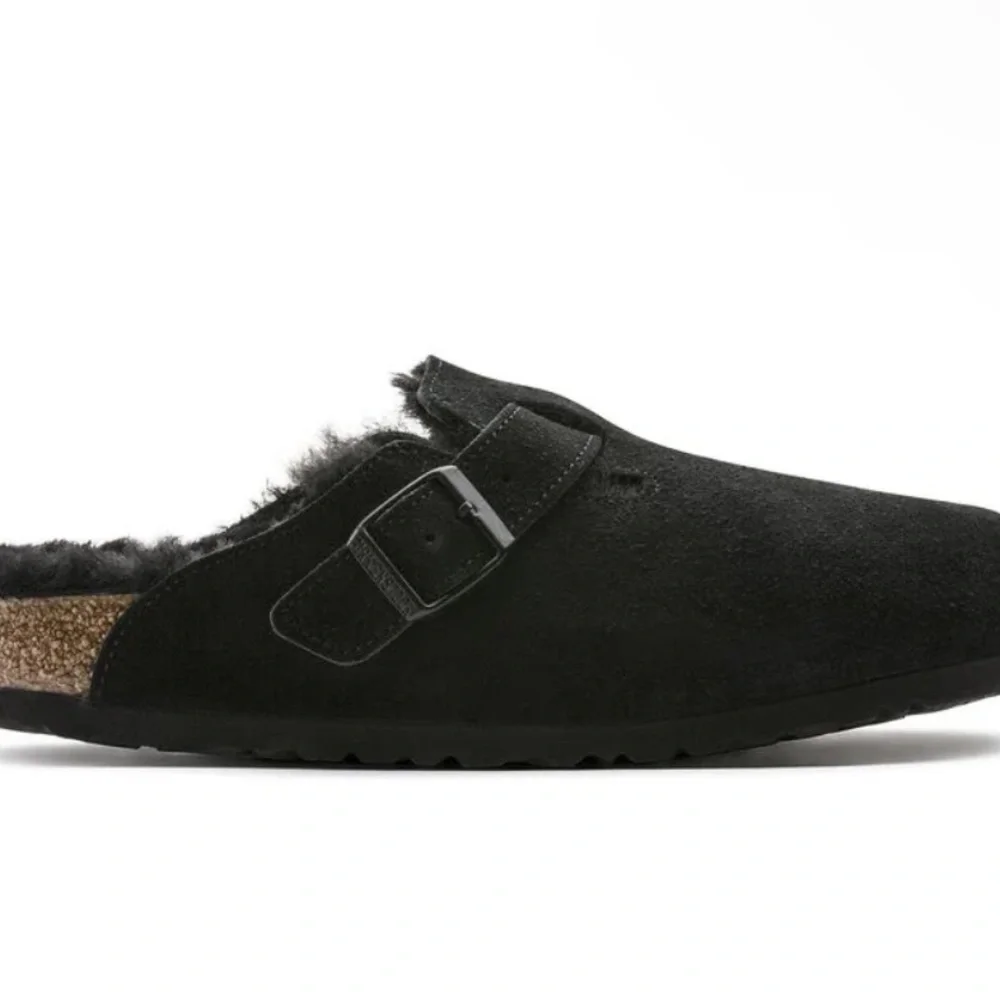 🖤BIRKENSTOCK BOSTON SHEARLING IN BLACK SUEDE CLOGS SHOES 37 EU 6 US NARROW - Picture 5 of 10